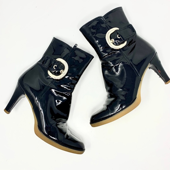 Stuart Weitzman Shoes - Stuart Weitzman Black Patent Leather Heel Booties